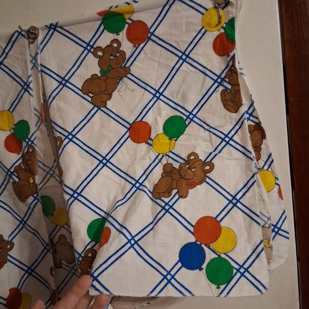 Vtg 80s That's Our Baby Teddy‎ Bear Balloons AOP Colorful 2 Receiving Blankets